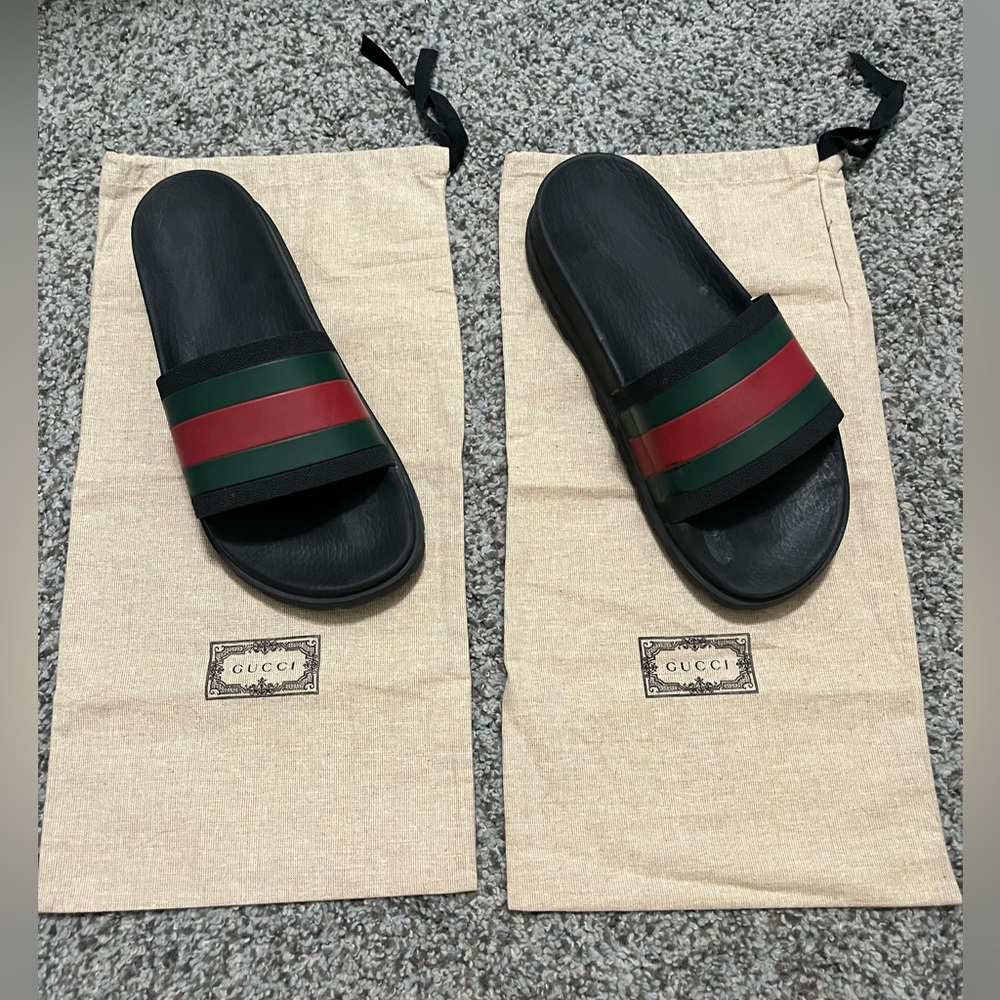 Gucci Men Slides with Red and Green Stripes
